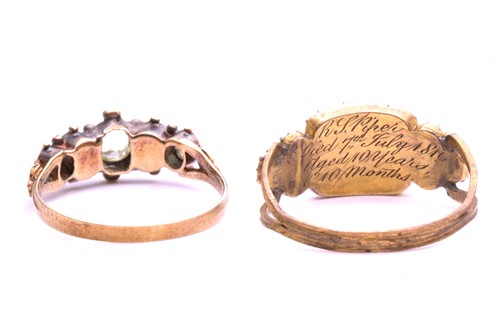 Lot 18 - An early 19th century mourning ring and a 19th...