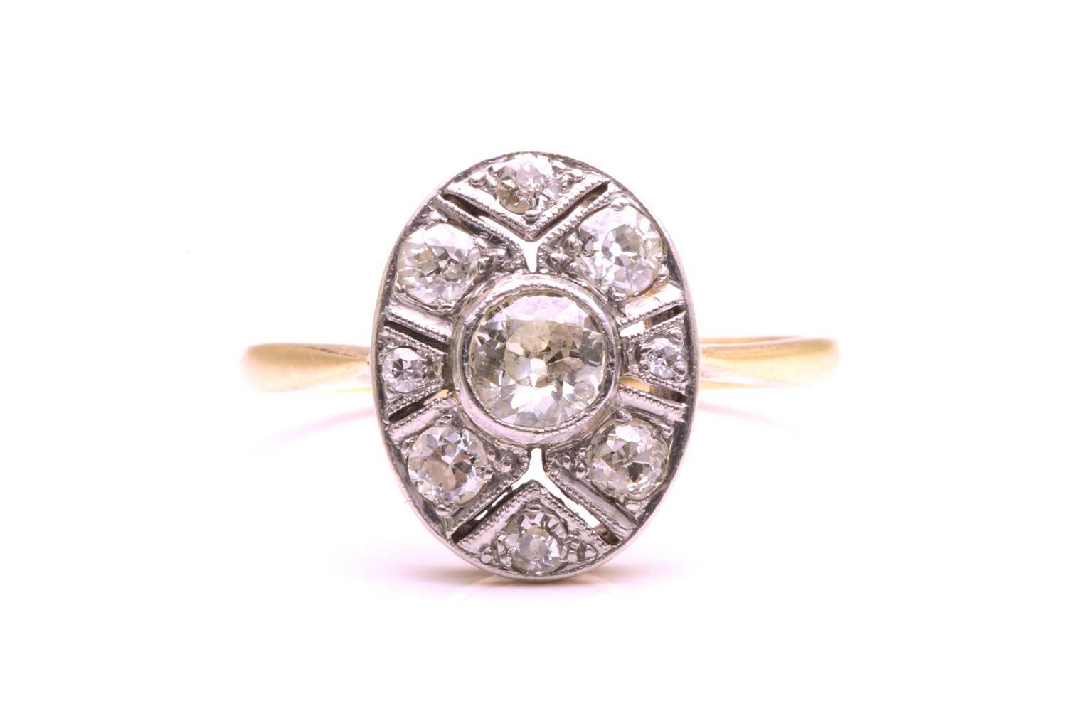 Lot 20 - An Art Deco diamond panel ring, the oval panel...