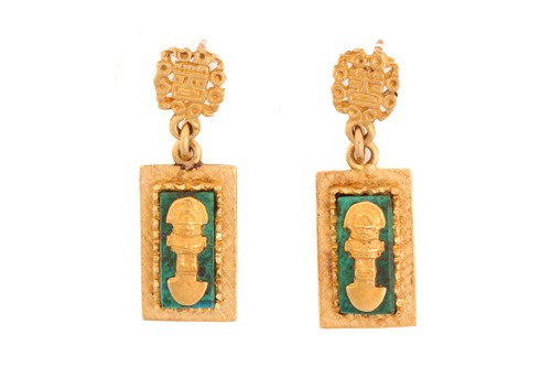 Lot 3 - A pair of Peruvian earrings, in Pre-Columbian...