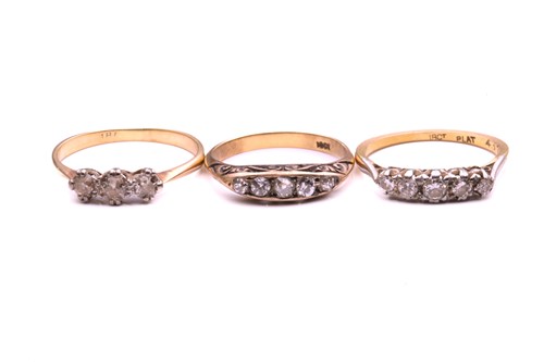 Lot 42 - Three old cut diamond rings, comprising a...