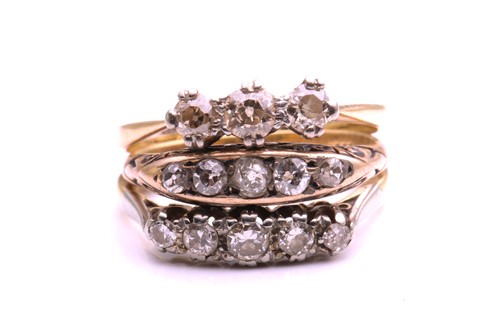 Lot 42 - Three old cut diamond rings, comprising a...