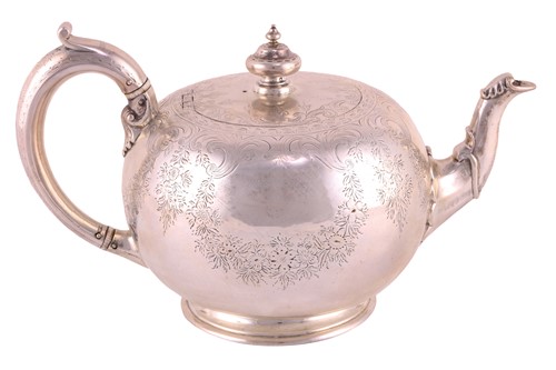 Lot 456 - A Victorian heavy silver bullet teapot, London...