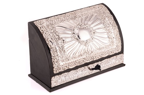 Lot 450 - A modern silver mounted leather stationery box,...