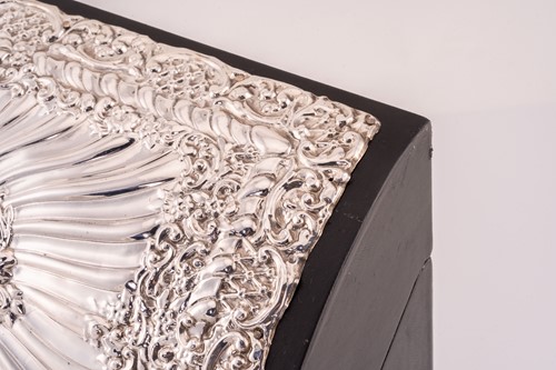 Lot 450 - A modern silver mounted leather stationery box,...