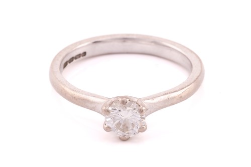 Lot 161 - A single stone 18 carat white gold and diamond...