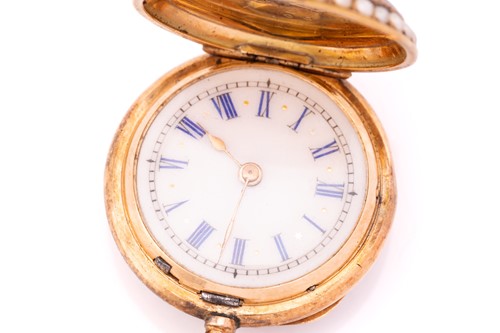 Lot 420 - A full hunter fob pocket watch with enamel and...