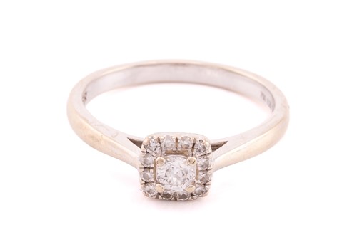 Lot 236 - An 18ct white gold and diamond cluster ring,...