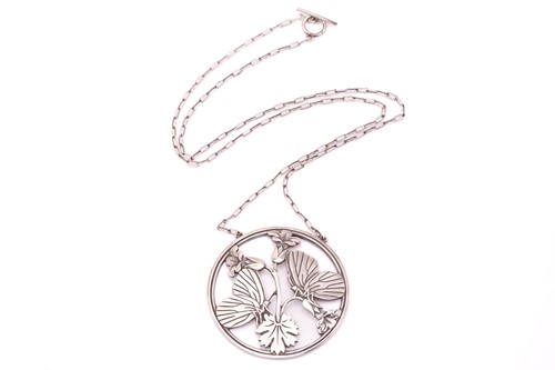 Lot 369 - Georg Jensen - a butterfly necklace, the round...