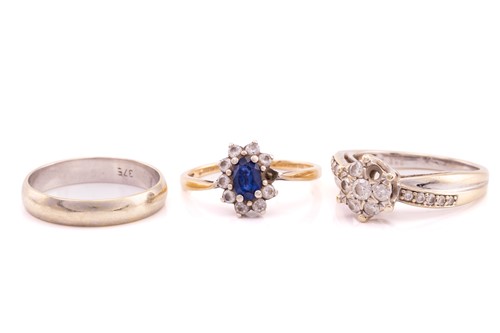 Lot 211 - Three 9ct rings comprising of a diamond...
