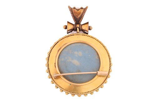 Lot 130 - A Victorian Etruscan Revival mourning brooch,...
