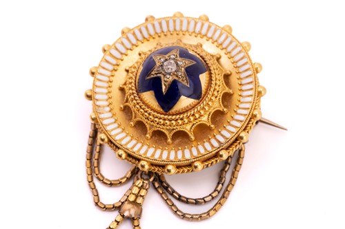 Lot 177 - A Victorian mourning brooch and a...