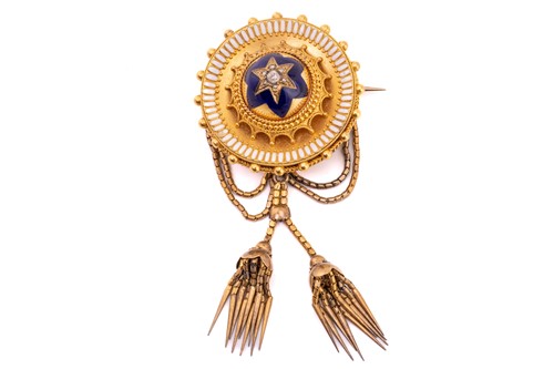 Lot 177 - A Victorian mourning brooch and a...