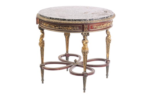 Lot 102 - A fine Louis XVI style marble top mahogany...