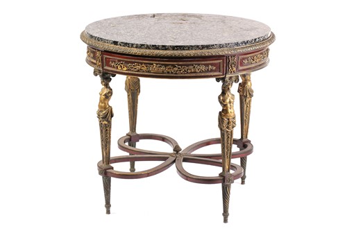 Lot 102 - A fine Louis XVI style marble top mahogany...