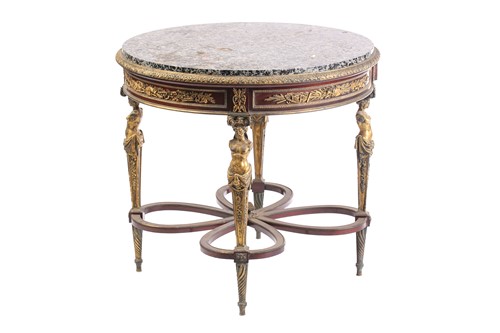 Lot 102 - A fine Louis XVI style marble top mahogany...