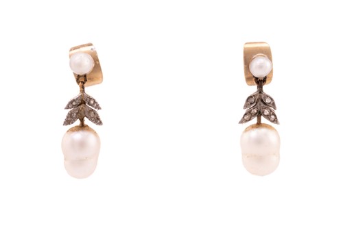 Lot 153 - A pair of early 20th-century pearl and diamond...