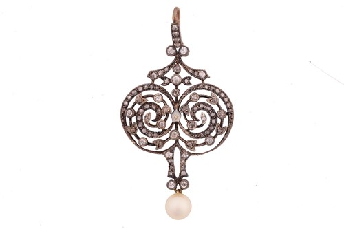 Lot 103 - A Victorian diamond set openwork pendant, of...