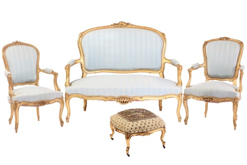 Lot 98 - A French Louis XV-style carved wood and gilt...
