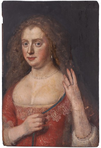 Lot 38 - 17th-century school, portrait of a woman in a...