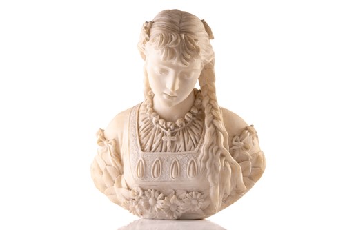 Lot 122 - An Italian white alabaster bust study of a...