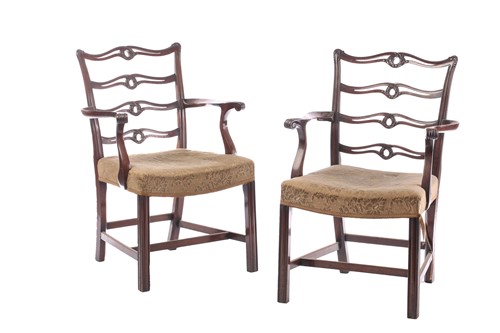 Lot 104 - A Chippendale-style mahogany triple chair back...