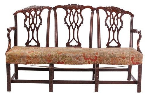 Lot 104 - A Chippendale-style mahogany triple chair back...