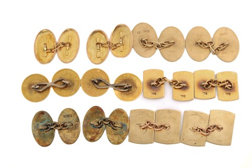 Lot 57 - Six pairs of cufflinks in different designs;...