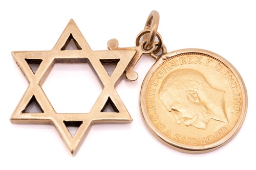 Lot 53 - A 9ct gold Star of David pendant, 3cm in...