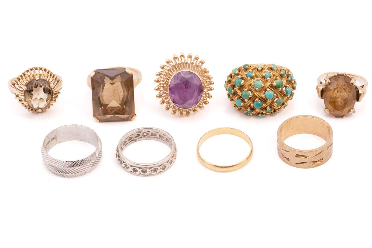 Lot 160 - A collection of nine rings; to include a