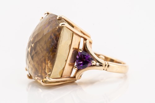 Lot 151 - A large citrine and amethyst cocktail ring,...