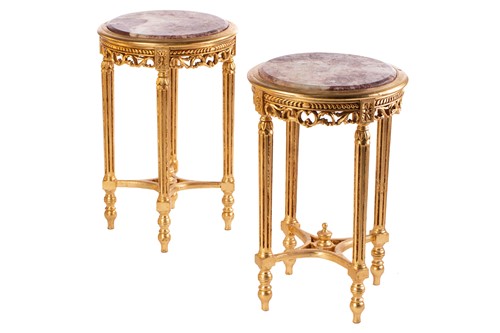 Lot 112 - A pair of Louis XVI style carved and gilt...