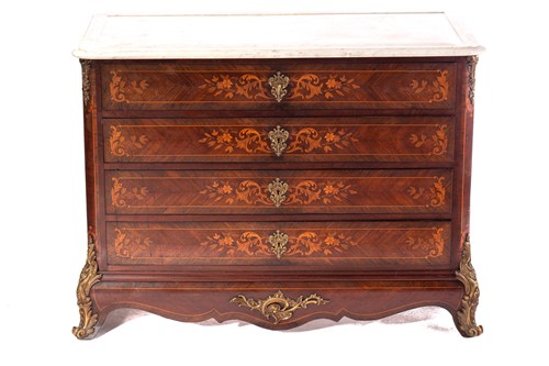 Lot 133 - A French Napoleon III marble topped rosewood...