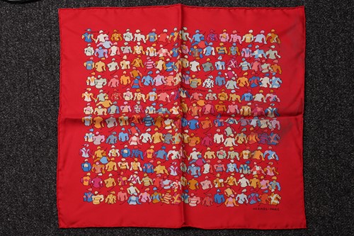 Lot 367 - Two Hermes silk scarves; Les Amoreux de Paris...