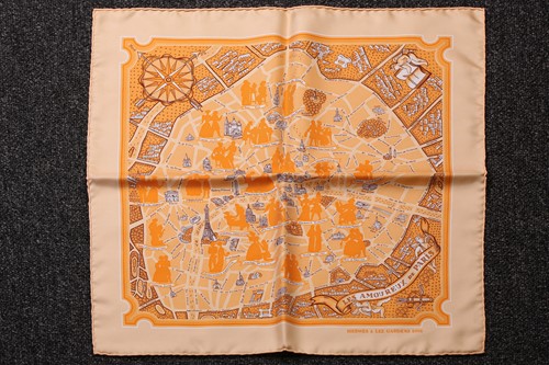 Lot 367 - Two Hermes silk scarves; Les Amoreux de Paris...