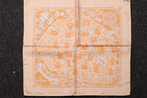 Lot 367 - Two Hermes silk scarves; Les Amoreux de Paris...