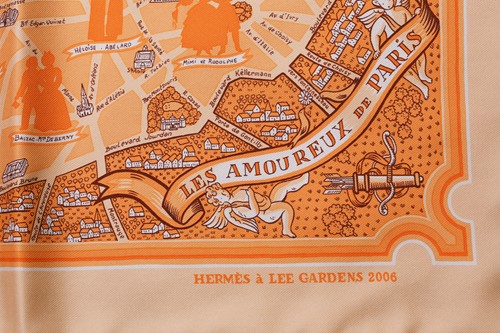 Lot 367 - Two Hermes silk scarves; Les Amoreux de Paris...