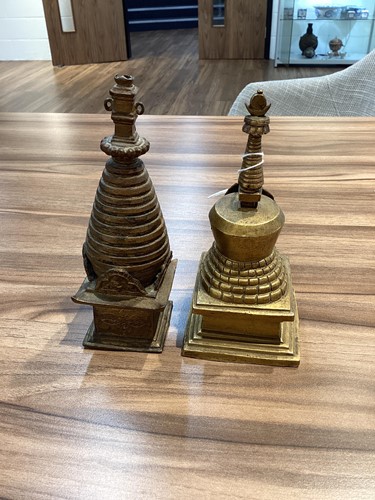 Lot 101 - A bronze stupa, possibly of Svayambhunath,...