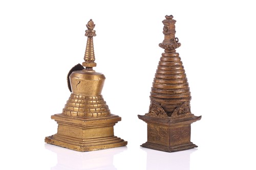 Lot 101 - A bronze stupa, possibly of Svayambhunath,...