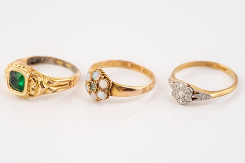 Lot 206 - Two Victorian gem-set rings and a diamond...