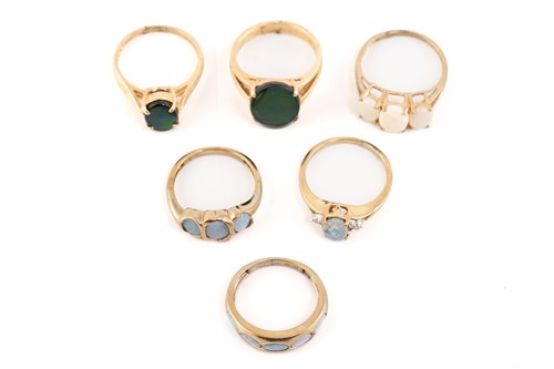 Lot 164 - Two ammolite triplet rings in 14ct gold and...