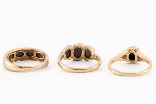 Lot 164 - Two ammolite triplet rings in 14ct gold and...