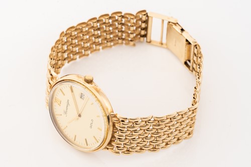 Lot 445 - A 9ct gold Sovereign wristwatch, the gilt dial...