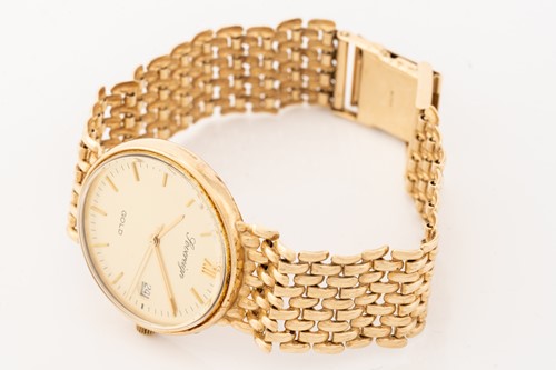 Lot 445 - A 9ct gold Sovereign wristwatch, the gilt dial...