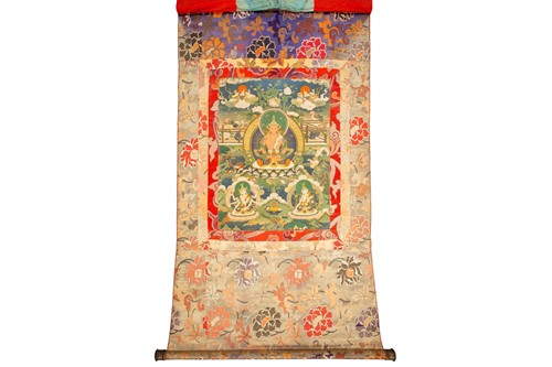 Lot 99 - A Tibetan Thangka of Amitayus, early 20th...