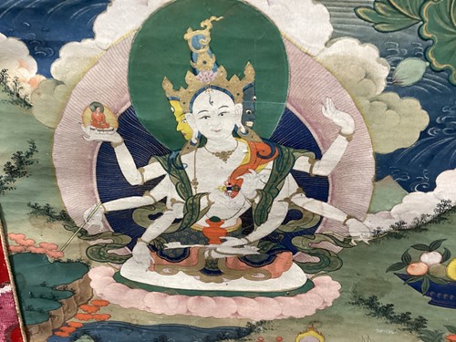 Lot 99 - A Tibetan Thangka of Amitayus, early 20th...