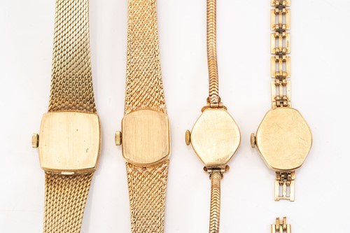 Lot 158 - Four lady's 9ct watches, a chrome watch, a...