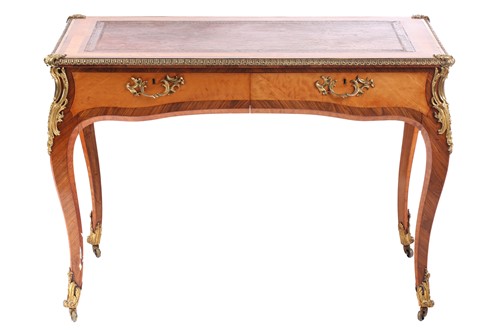 Lot 127 - A Louis XV-style satinwood and Kingwood...