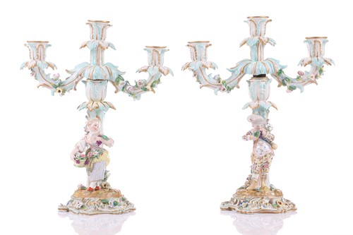 Lot 200 - A pair of German porcelain figural three...