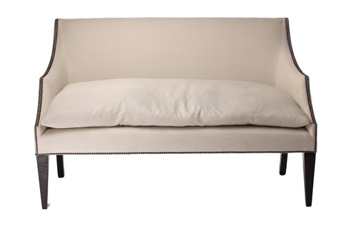 Lot 104 - A George III style two-seat sofa with swept...