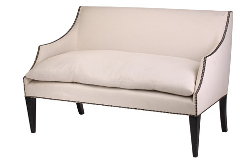 Lot 104 - A George III style two-seat sofa with swept...